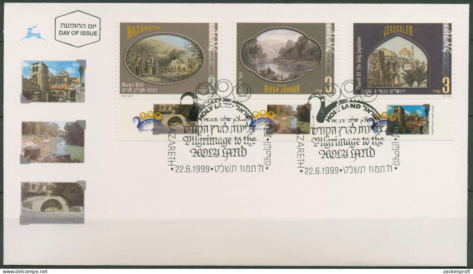 Israel 1999 Heiliges Land Pilgerstätten 1518/20 Tab Ersttagsbrief FDC (X61440) - FDC