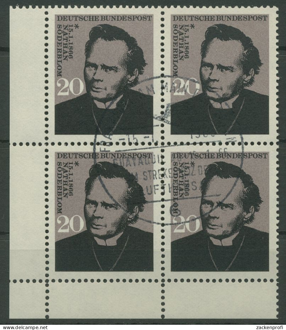 Bund 1966 Theologe Nathan Söderblom 504 4er-Block Ecke 3 Gestempelt (R19883) - Used Stamps