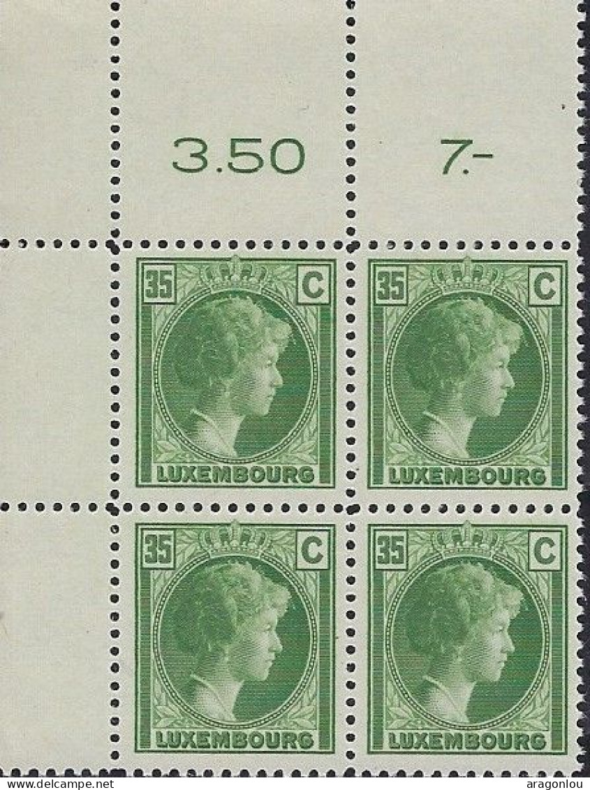 Luxembourg - Luxemburg - Timbres - Bloc à 4   Charlotte    MNH** - 1926-39 Charlotte Rechtsprofil