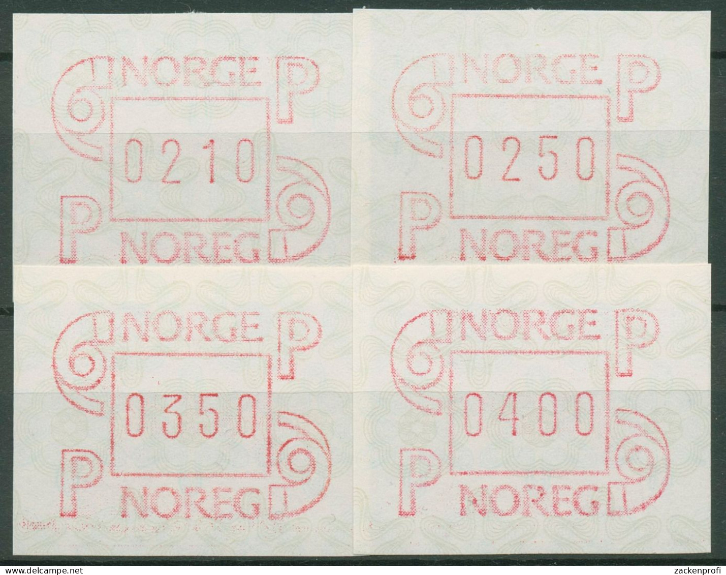 Norwegen 1986 Automatenmarken 4 Wertstufen ATM 3 Postfrisch - Machine Labels [ATM]