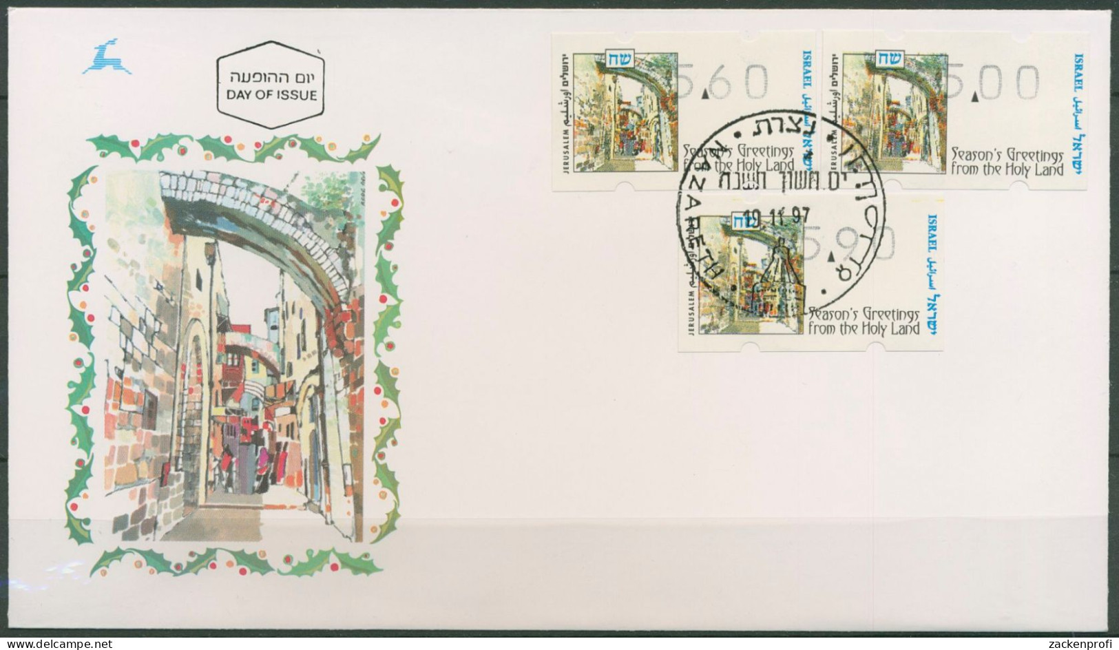 Israel 1997 Automatenmarken Weihnachten ATM 34, 3 Werte, FDC (X61469) - FDC