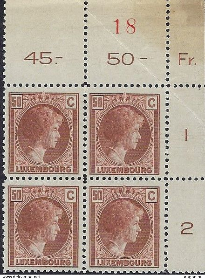 Luxembourg - Luxemburg - Timbres - Bloc à 4   Charlotte    MNH** - 1926-39 Charlotte De Profil à Droite