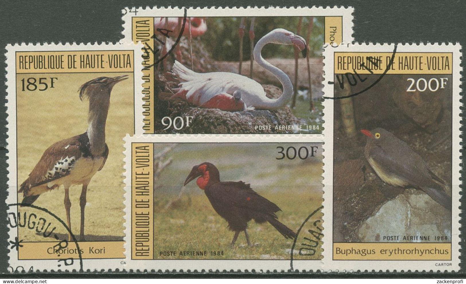 Obervolta 1984 Vögel Riesentrappe Flamingo Hornrabe 935/38 Gestempelt - Haute-Volta (1958-1984)