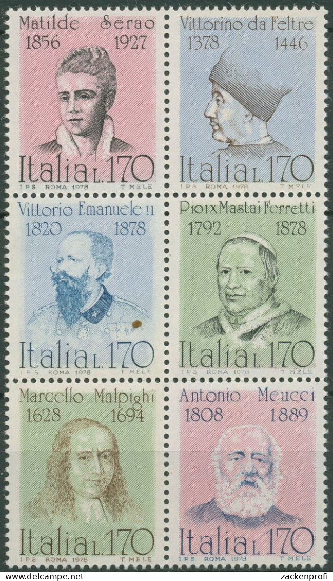 Italien 1978 Persönlichkeiten 1613/18 ZD Postfrisch - 1971-80: Mint/hinged