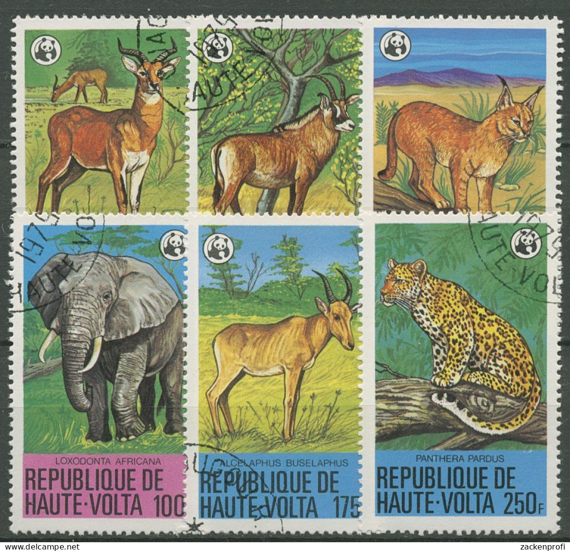 Obervolta 1979 WWF Naturschutz Tiere Elefant Leopard Antilopen 760/65 Gestempelt - Upper Volta (1958-1984)