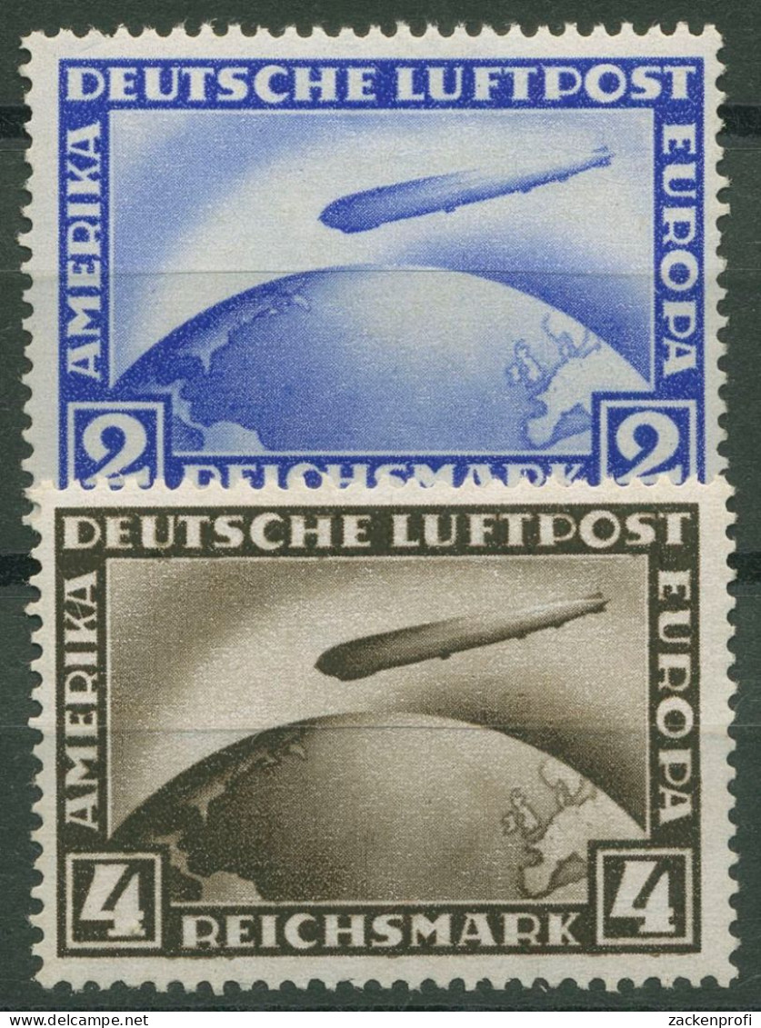 Deutsches Reich 1928 Flugpostmarken Luftschiff Graf Zeppelin 423/24 Mit Falz - Ungebraucht