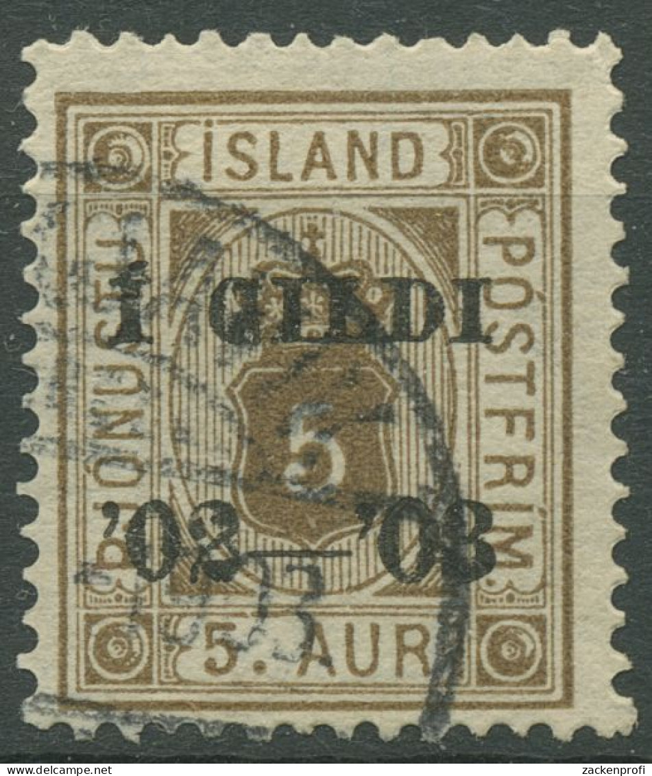 Island 1902 Dienstmarke Ziffer Mit Krone, Mit Aufdruck, D 12 A Gestempelt - Servizio