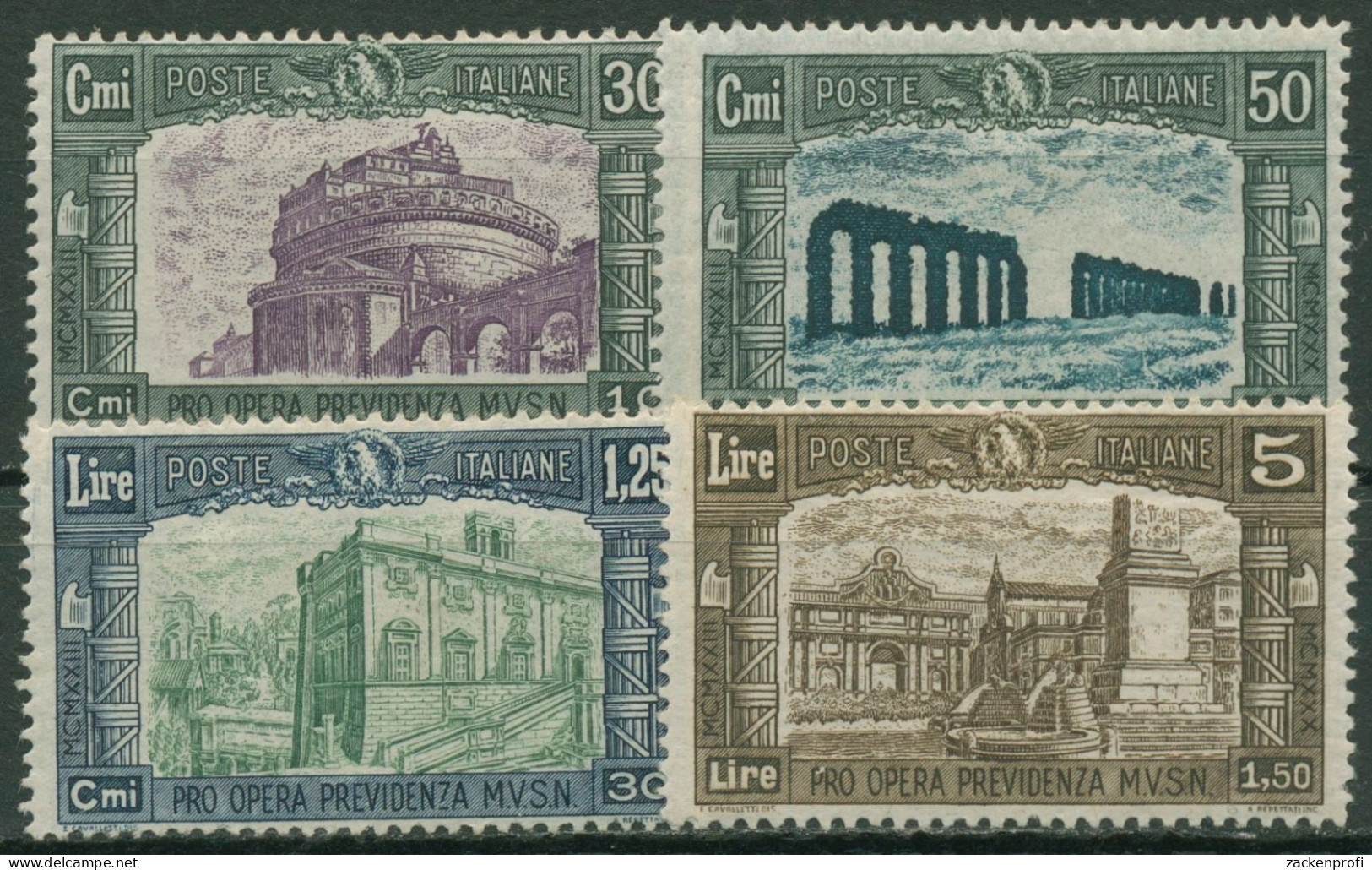 Italien 1930 Nationalmiliz Historische Bauten 333/36 Mit Falz - Neufs