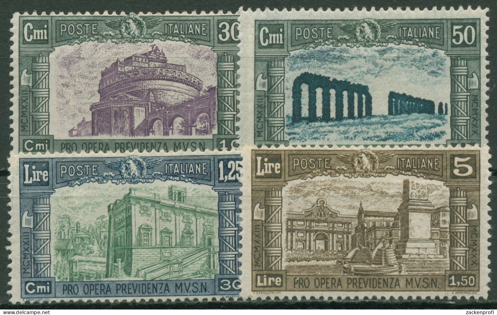 Italien 1930 Nationalmiliz Historische Bauten 333/36 Mit Falz - Ungebraucht