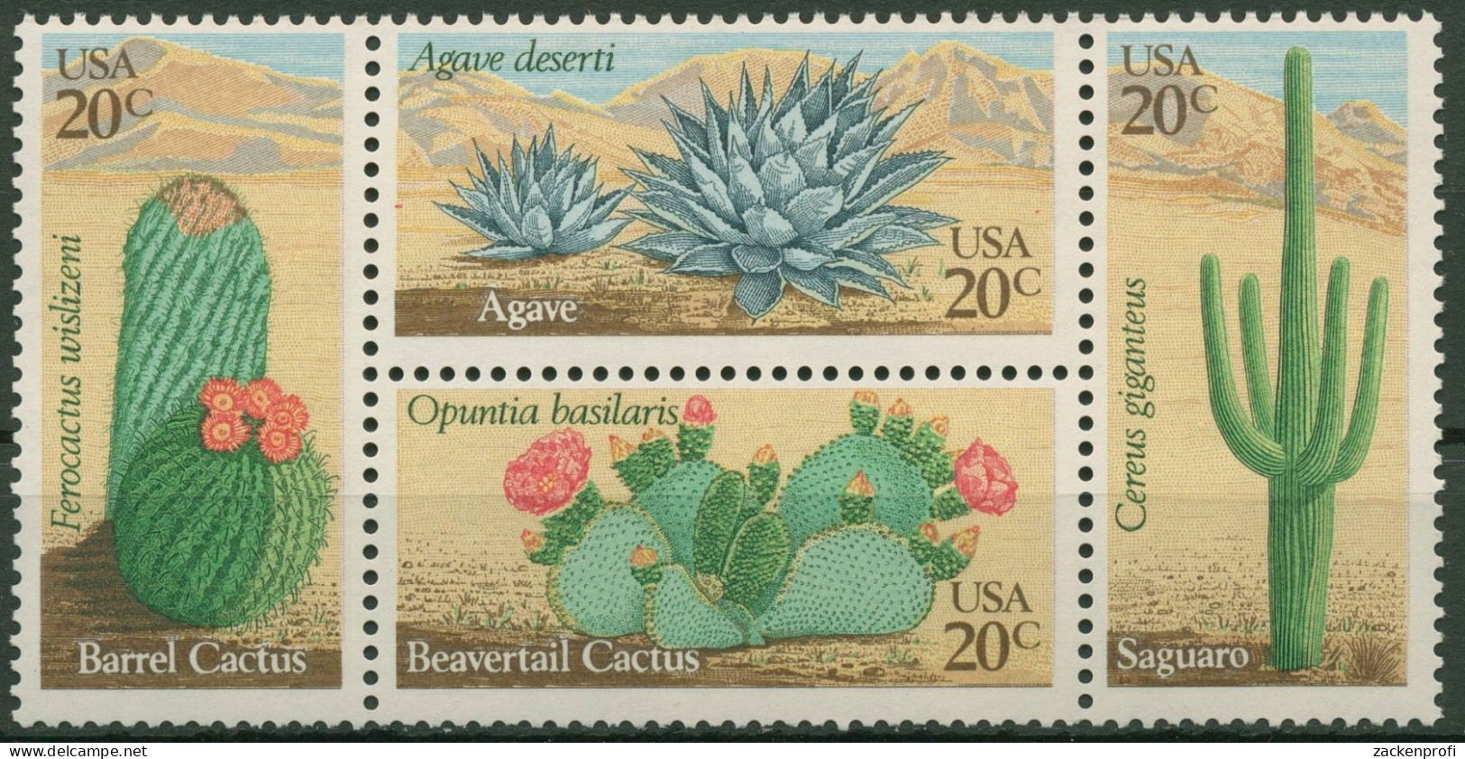 USA 1981 Wüstenpflanzen Kakteen Agave 1517/20 ZD Postfrisch - Nuovi