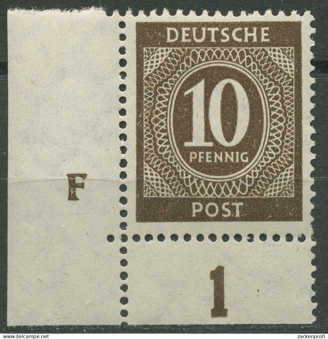 All. Besetzung 1946 Ecke 3 Mit Druckerzeichen 918 DZ F Postfrisch - Ungebraucht