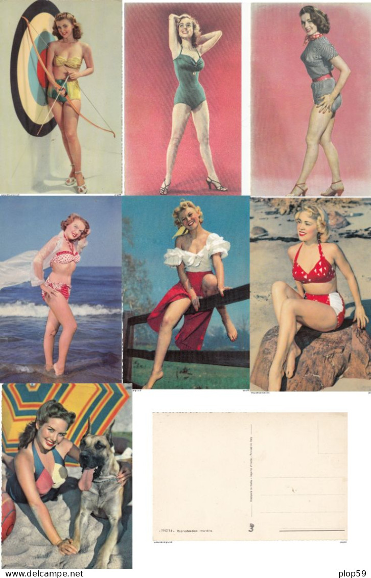 Lot De 7 Cpa Pin Up Pinup Jeune Fille Young Girl Maillot De Bain Bikini Imprimée En Italie Stampato In Italia - Pin-Ups