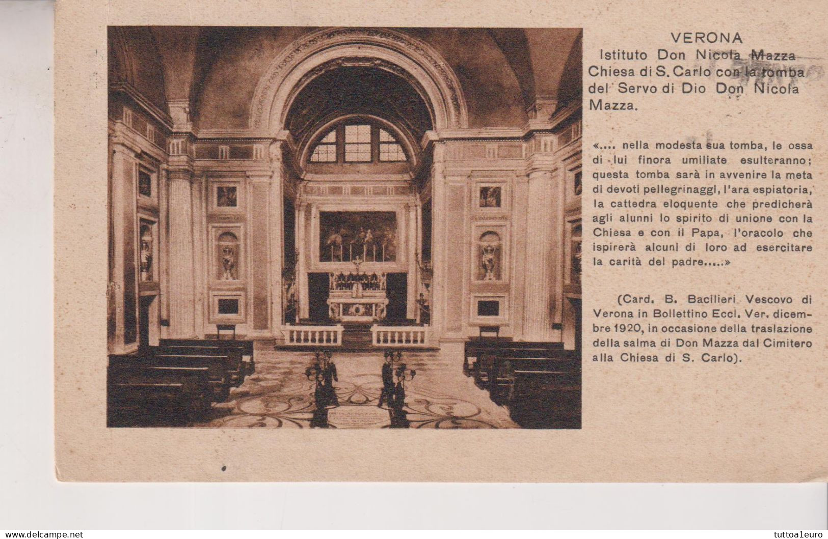 VERONA ISTITUTO DON NICOLA MAZZA  CHIESA DI S. CARLO VG 1929 - Verona