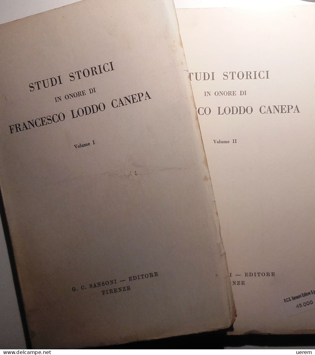 1959 SARDEGNA STORIA LODDO CANEPA AA.VV. STUDI STORICI IN ONORE DI FRANCESCO LODDO CANEPA Firenze, Sansoni - Old Books