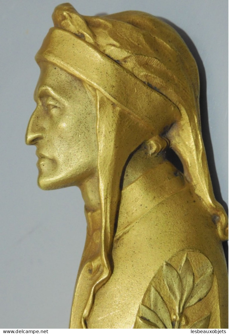 -RARE OUVRE LETTRES COUPE PAPIER BRONZE PROFIL DANTE B LUIGI-ZORRA Paris 1921    E - Brieföffner