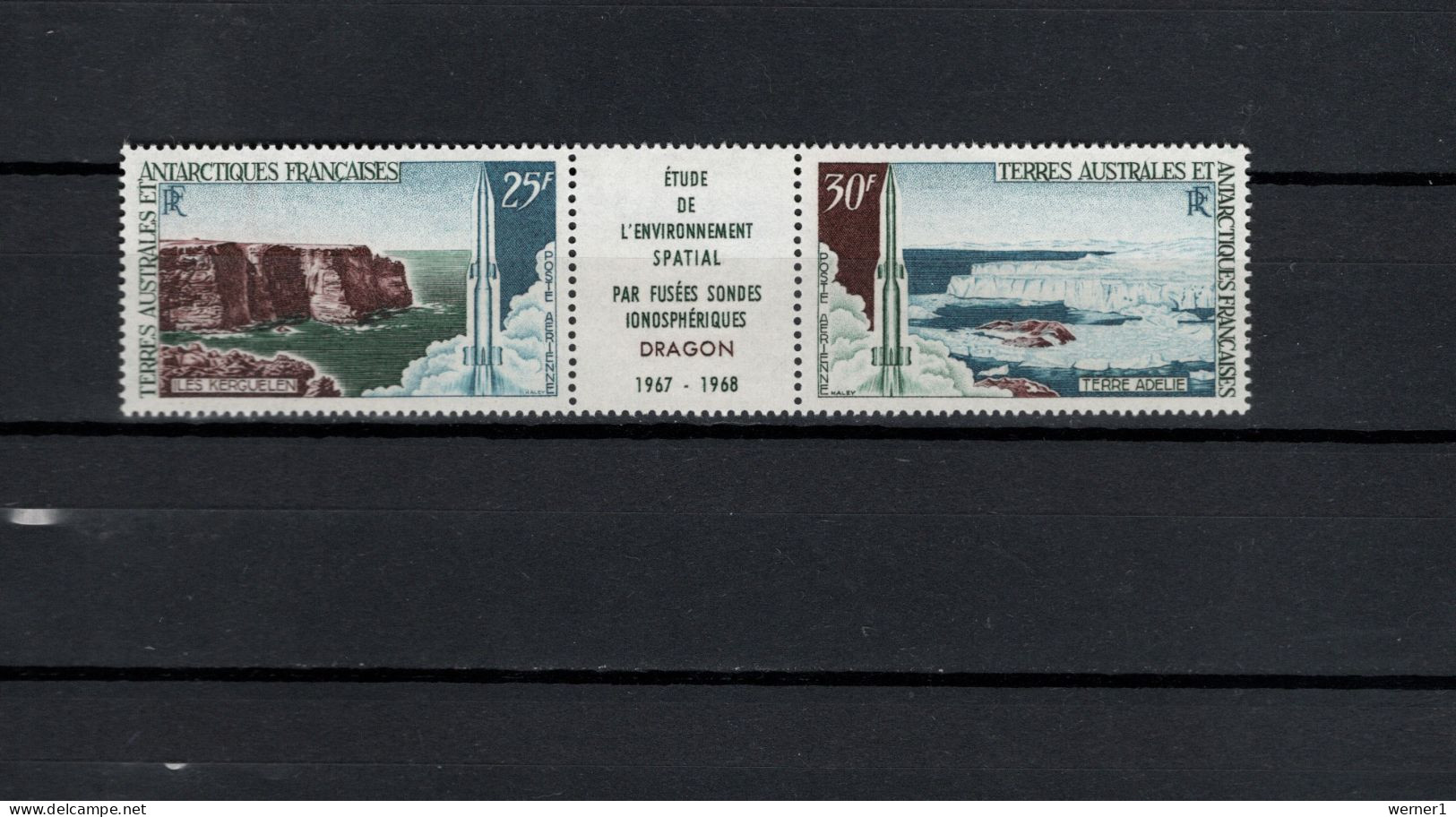 FSAT French Antarctic Territory 1968 Space, Rockets Set Of 2 With Label MNH - Oceania