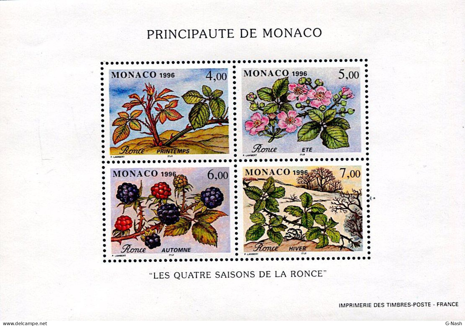 Monaco - Bloc-Feuillet N° 74 Neuf** Sans Charnière - La Ronce - Blocs