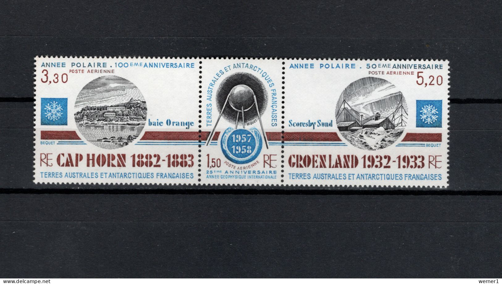FSAT French Antarctic Territory 1983 Space, Polar Research Strip Of 3 MNH - Oceanië