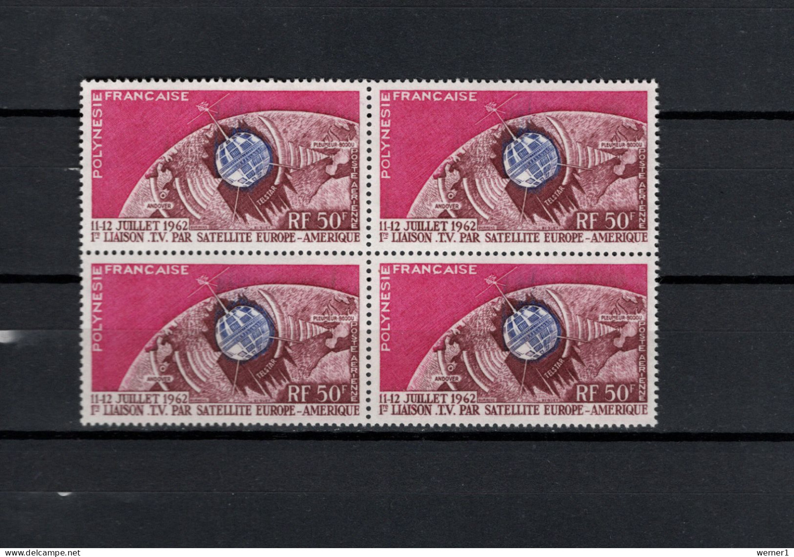 French Polynesia 1962 Space, Telstar Block Of 4 MNH - Oceania