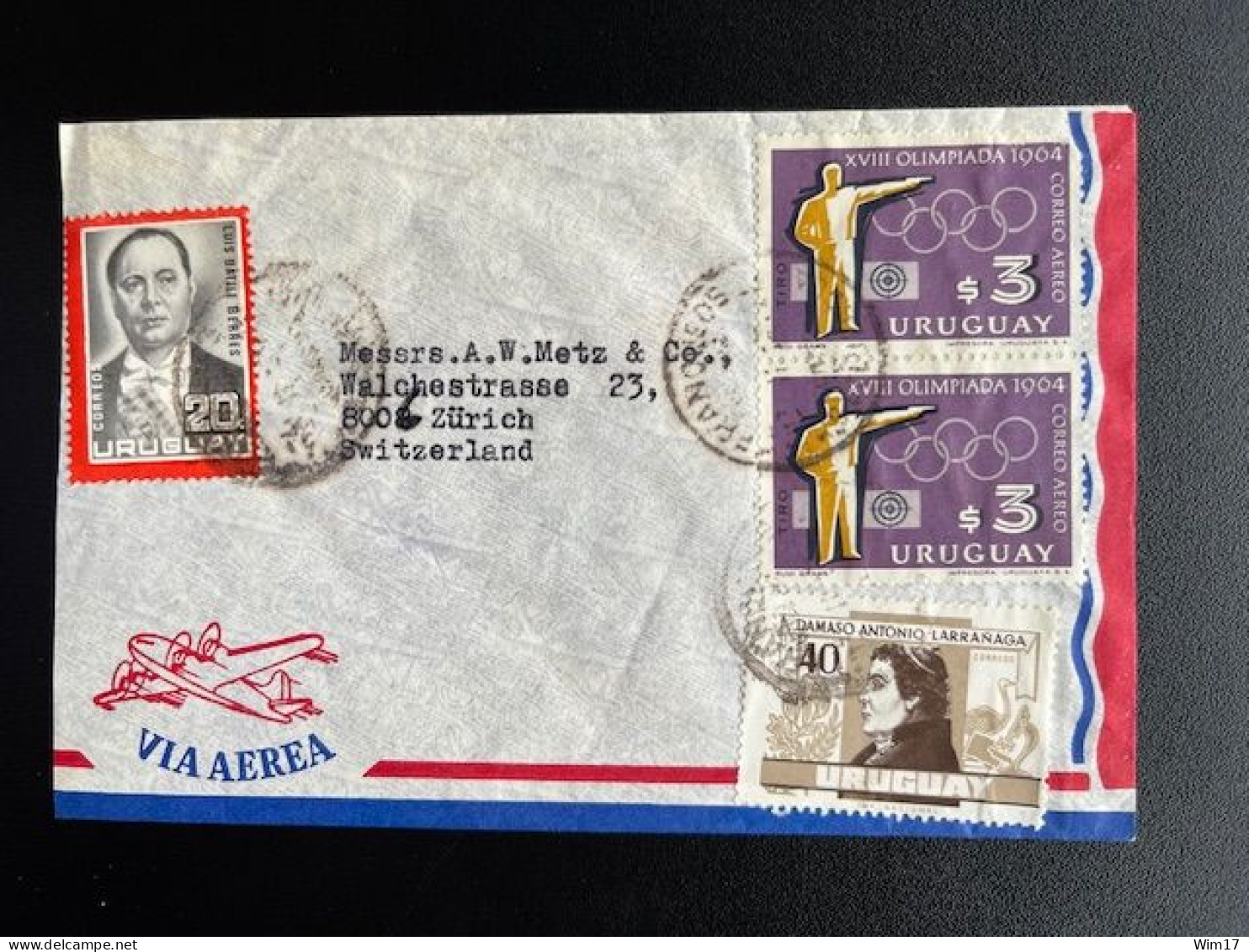 URUGUAY 1965? AIR MAIL LETTER MONTEVIDEO TO ZURICH - Uruguay