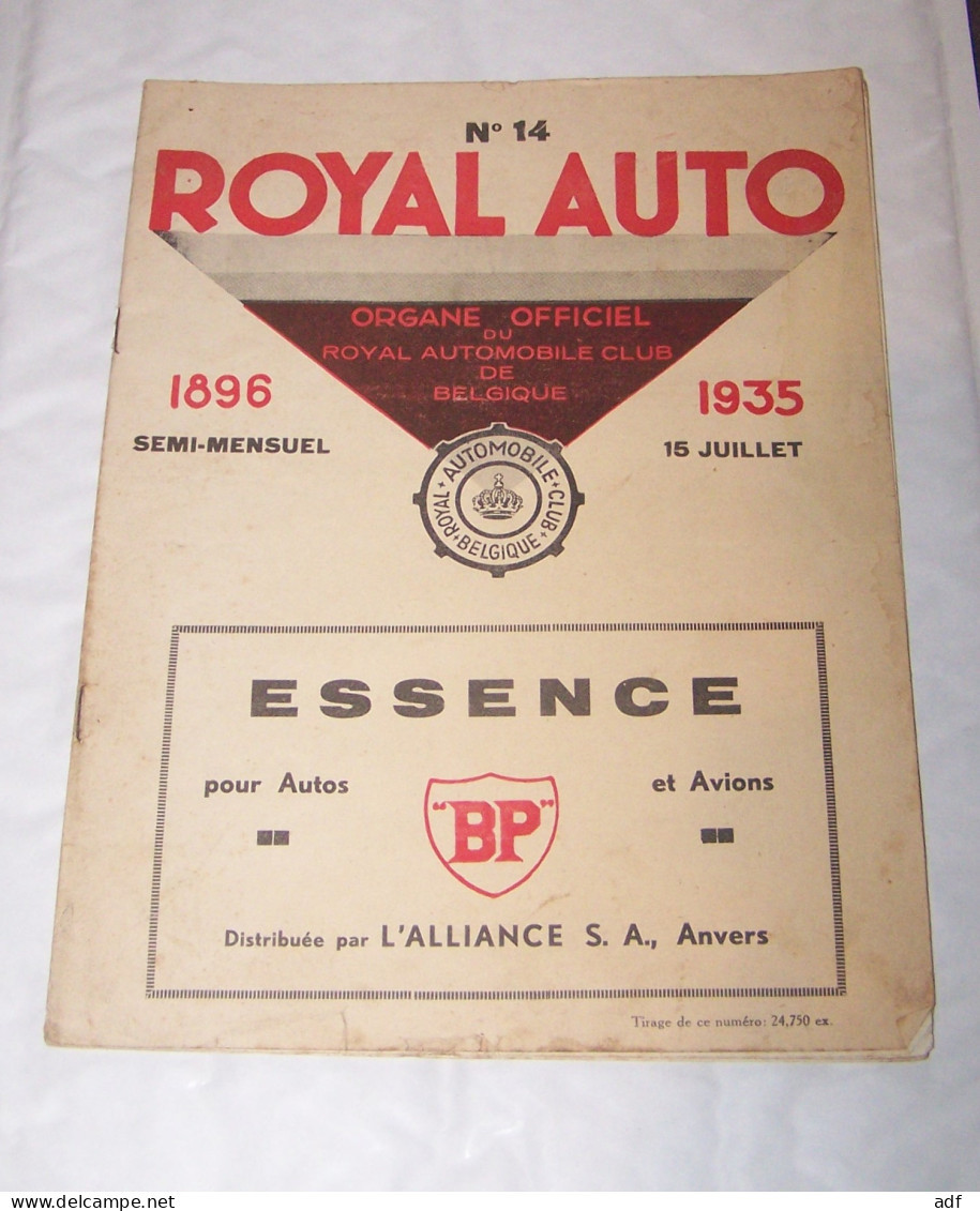 REVUE ROYAL AUTO N°14, 1935, PUB ESSENCE BP, ROYAL AUTOMOBILE CLUB DE BELGIQUE - KFZ