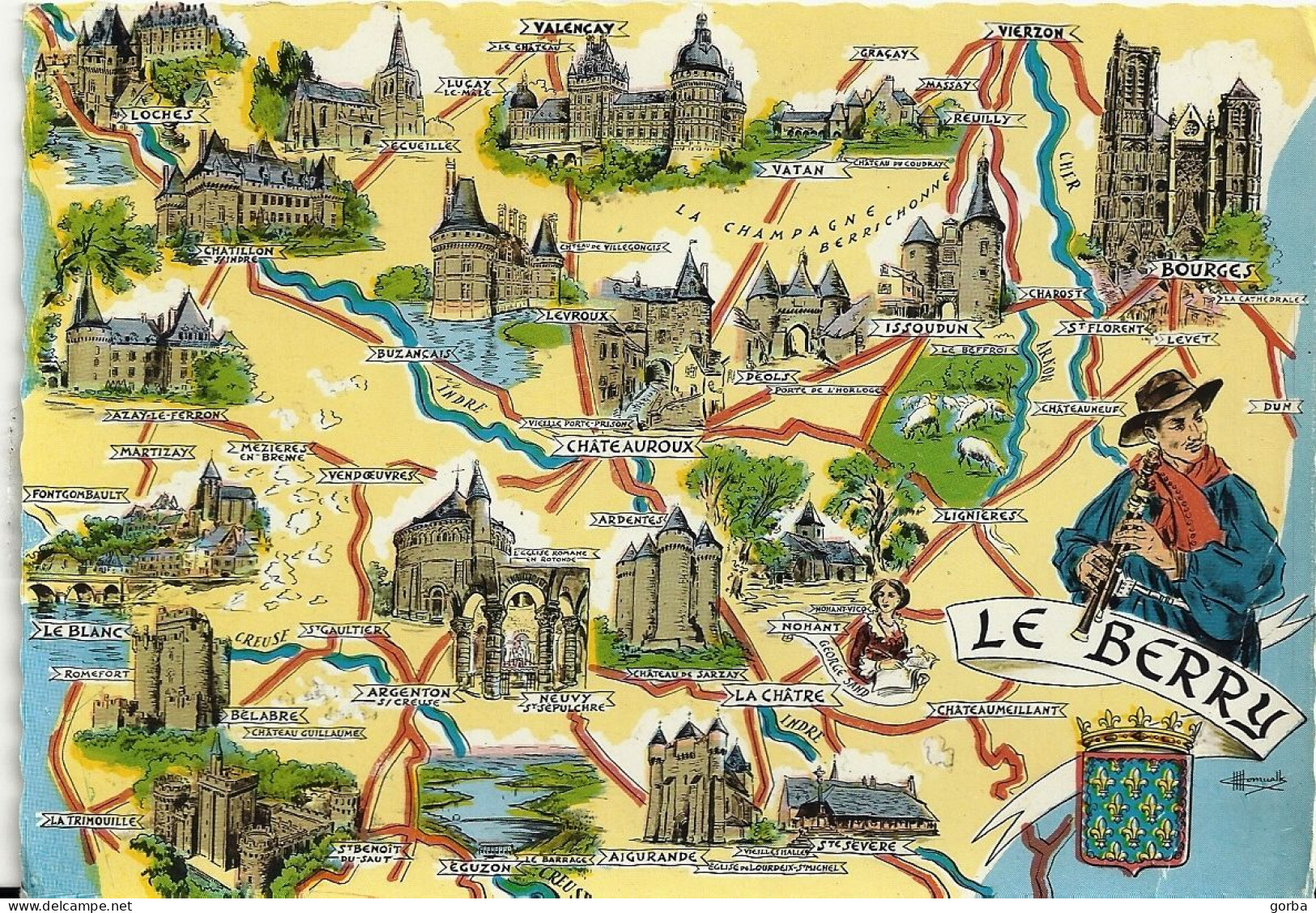 *CPM - FRANCE - CENTRE-VAL DE LOIRE - LE BERRY - Carte Géographique - Centre-Val De Loire