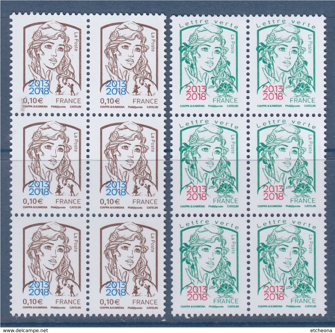 Marianne Et La Jeunesse Surchargés TVP LV Et 0.10€ Salon Paris Philex 2018 Ciappa Kawena 2 Blocs 6 Timbres 5234 5235 - 2013-2018 Marianne Di Ciappa-Kawena