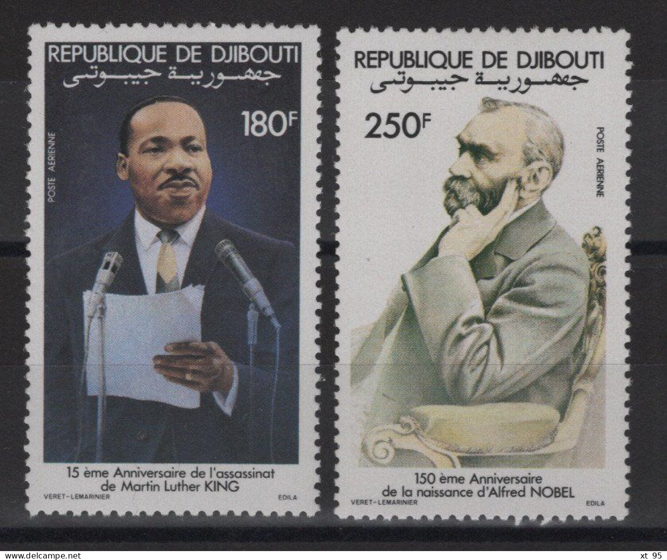 Djibouti - PA N°186+187 - Martin Luther King - Alfred Nobel - * Neufs Avec Trace De Charniere - Cote 9€ - Dschibuti (1977-...)