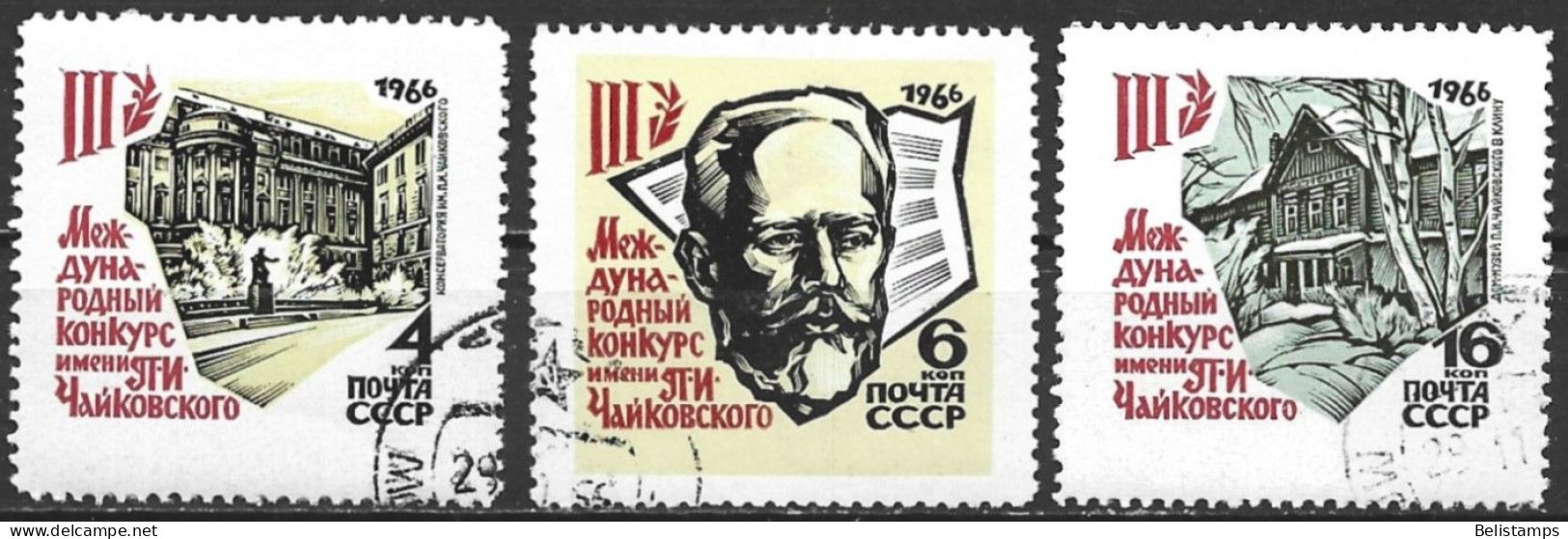 Russia 1966. Scott #3207-9 (U) Third International Tchaikovsky Contest, Moscow  (Complete Set) - Oblitérés