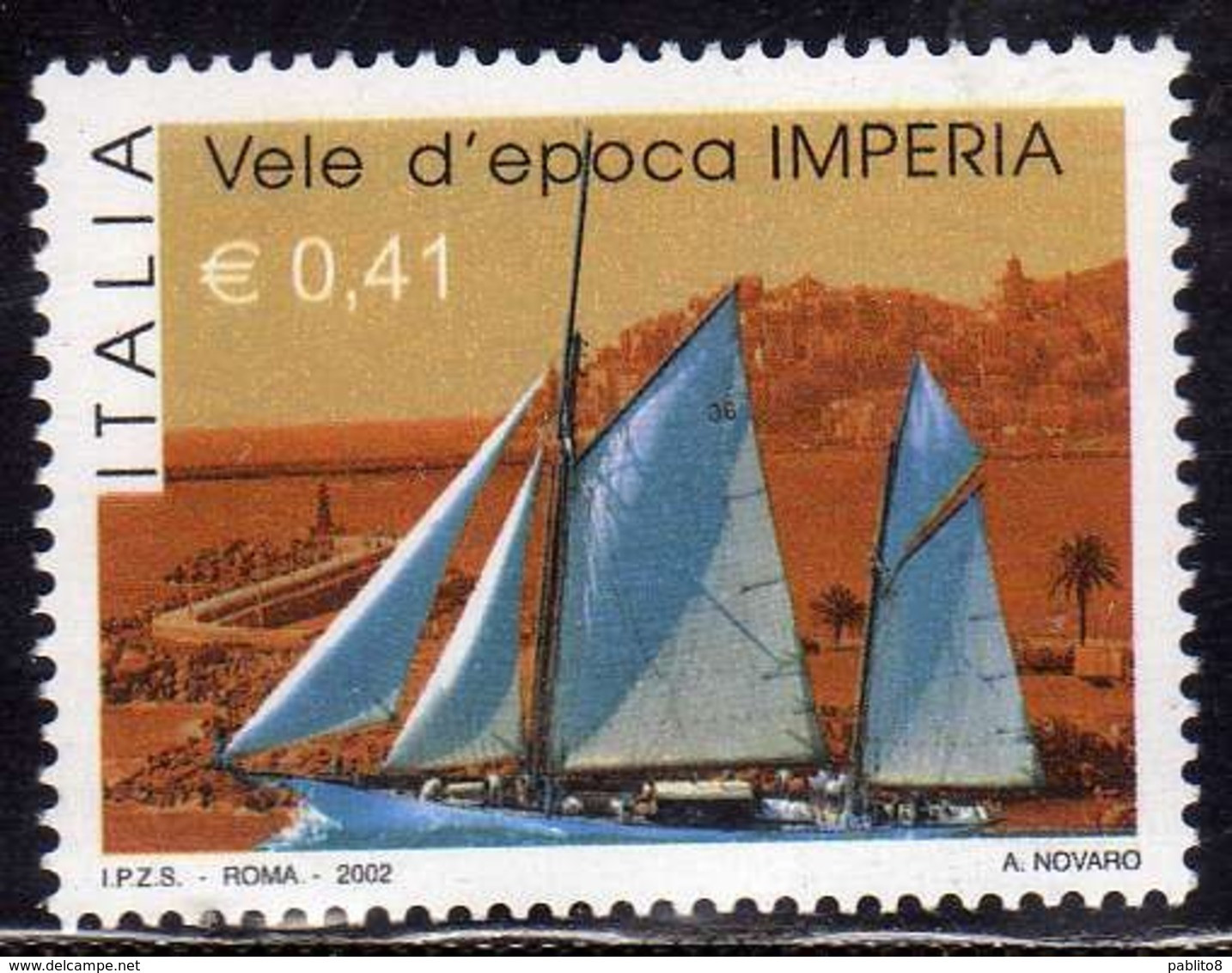 ITALIA REPUBBLICA ITALY REPUBLIC 2002 RADUNO DELLE VELE D'EPOCA A IMPERIA VINTAGE SAILS MEETING € 0,41 MNH - 2001-10: Nieuw/plakker