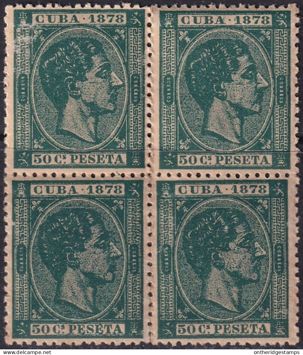 Cuba 1878 Sc 80 Ed 48 Block MNH** Toned - Kuba (1874-1898)