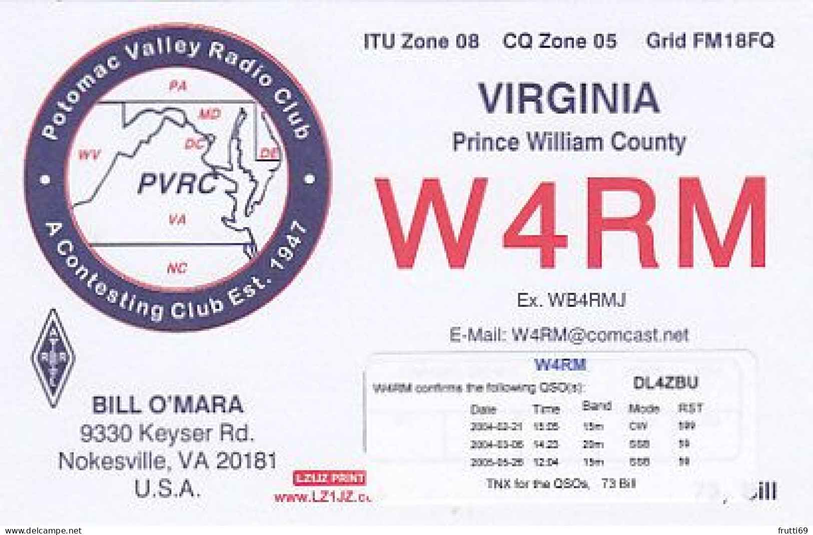 AK 212277 QSL - USA - Virginia - Nokesville - Radio