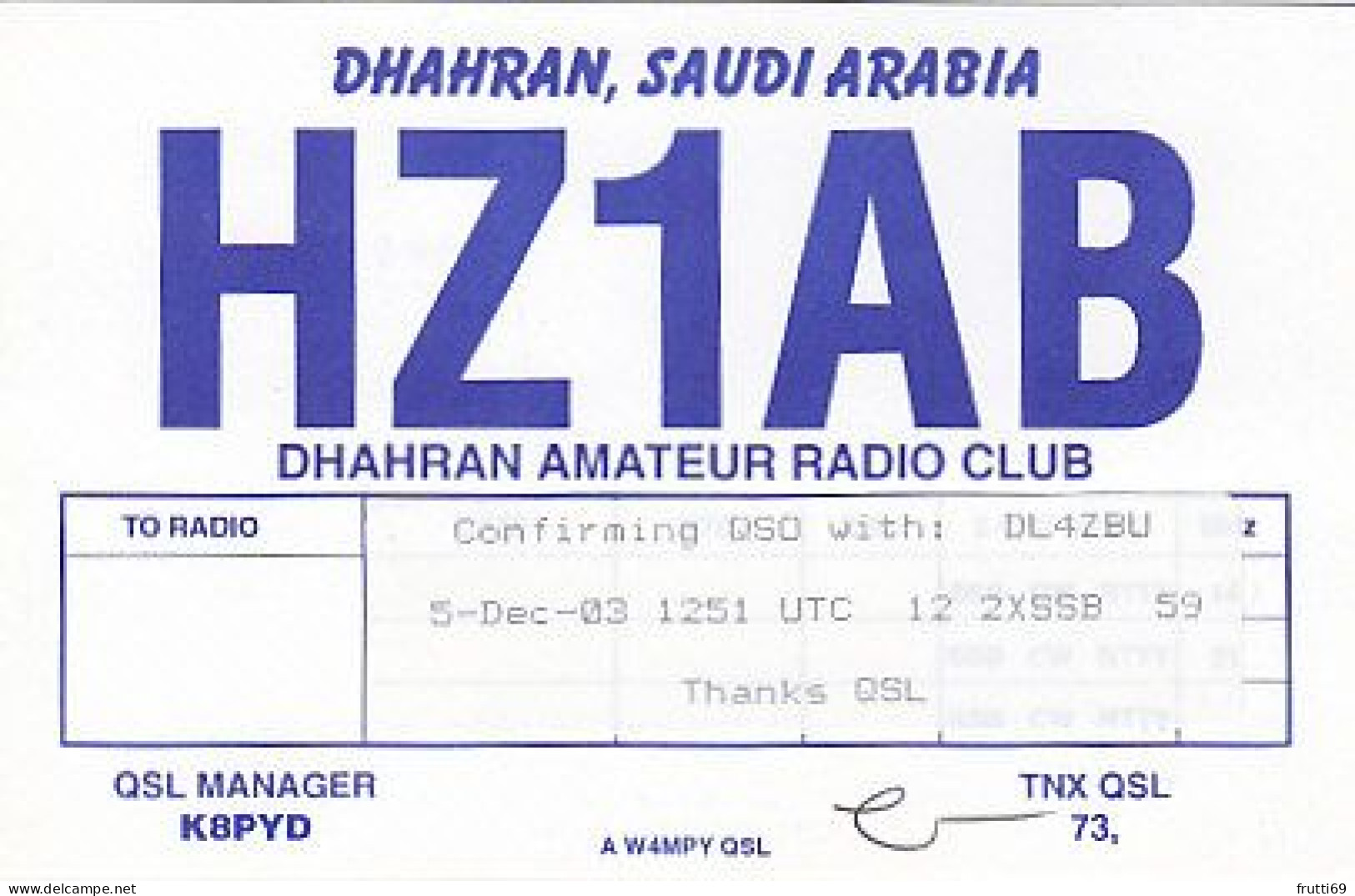 AK 212288 QSL - South Africa - Dhahran - Amateurfunk