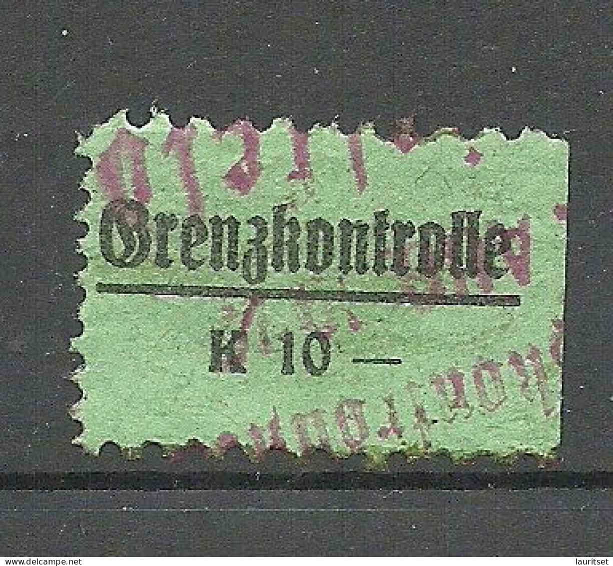 ÖSTERREICH Austria Ca. 1920 Grenzkontrolle Gebühr Steuer Tax 10 Kr. O - Fiscali