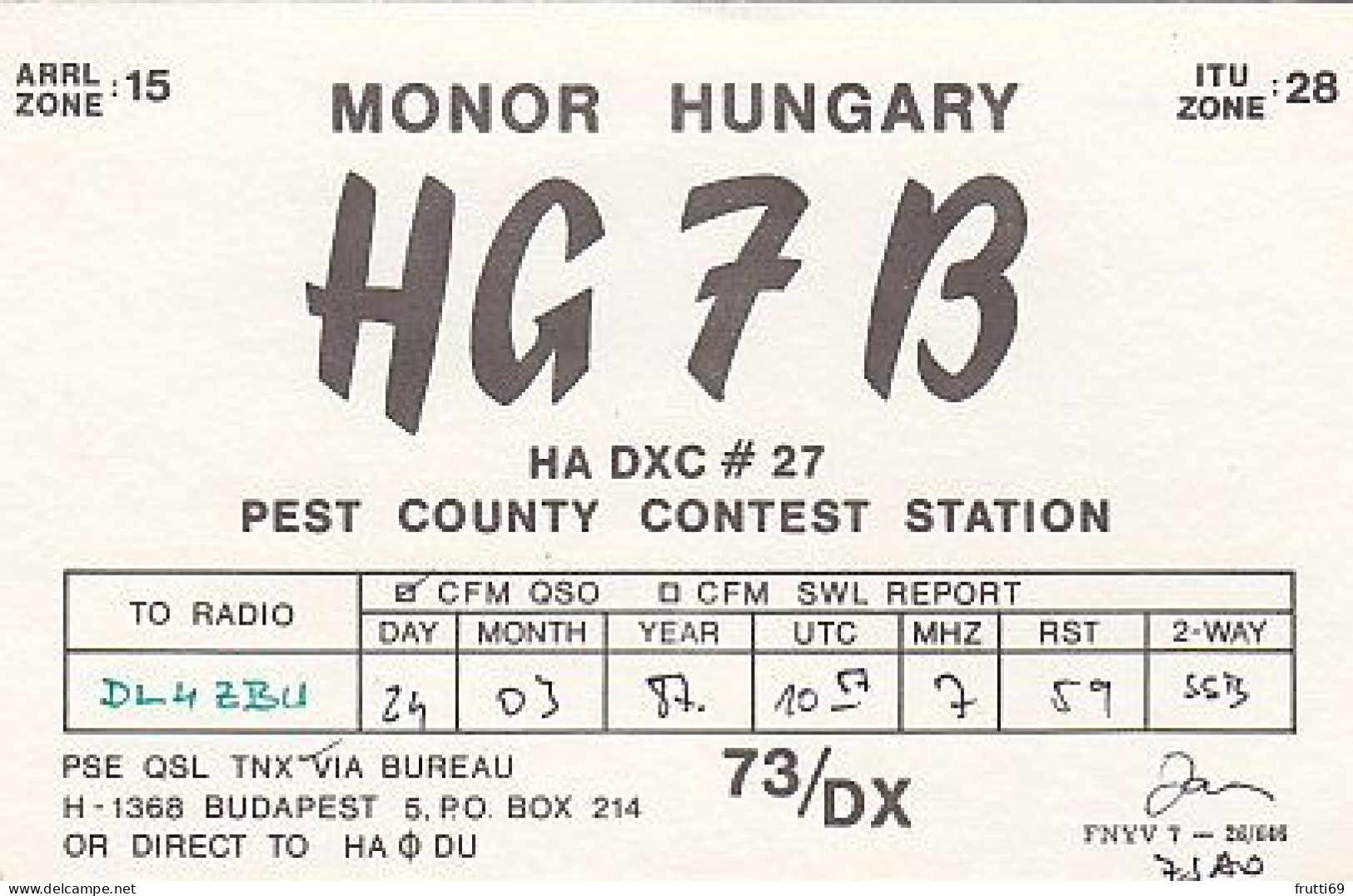 AK 212292 QSL - Hungary - Monor - Radio-amateur