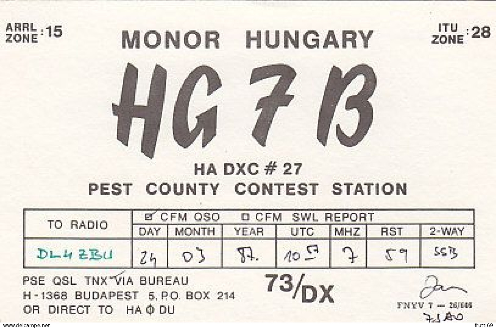 AK 212292 QSL - Hungary - Monor - Amateurfunk