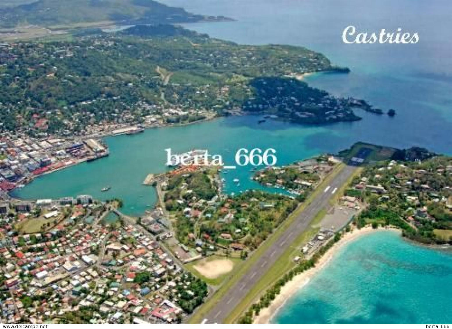 Saint Lucia Island Castries Aerial View Runway New Postcard - Santa Lucía