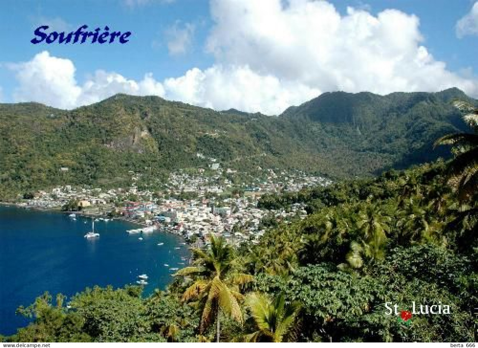 Saint Lucia Island Soufriere Aerial View New Postcard - Santa Lucia