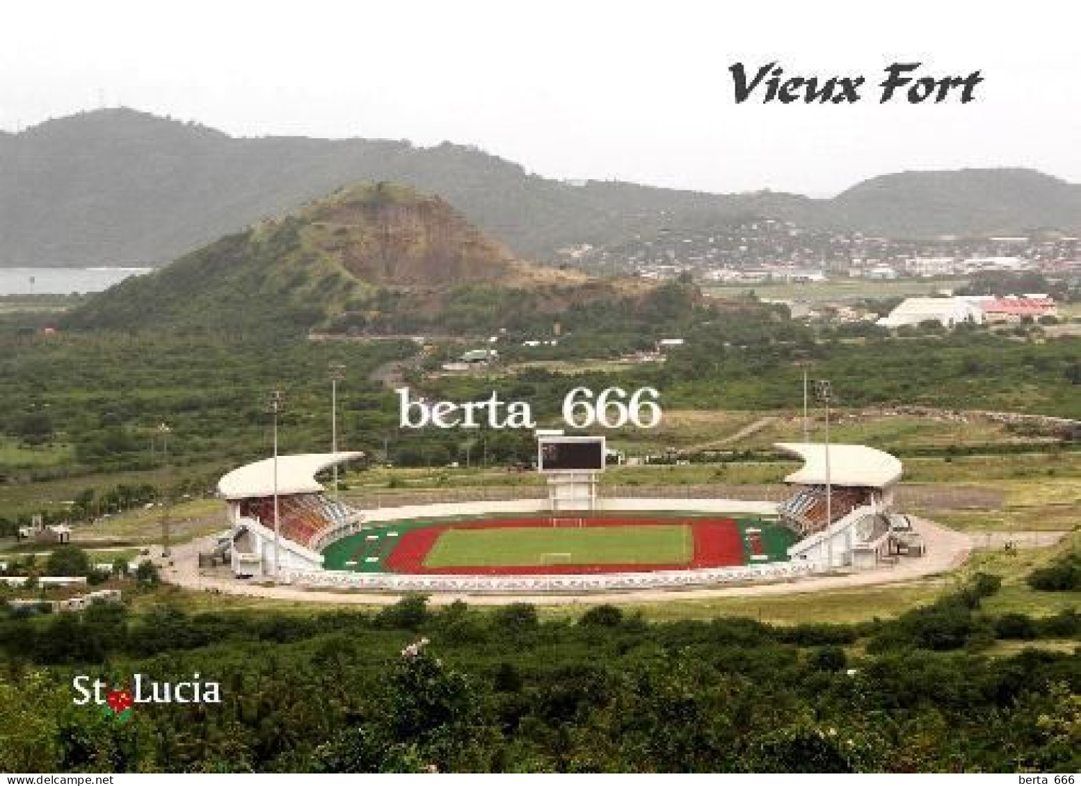 Saint Lucia Island Vieux Fort Stadium New Postcard - St. Lucia