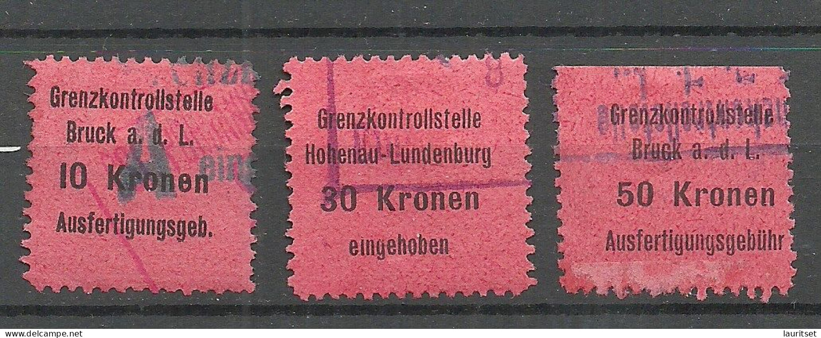 ÖSTERREICH Austria Grenzkontrollstelle Bruck A. D. Leita Gebühr 10 & 30 & 50 Kr. Steuer Tax - Fiscale Zegels