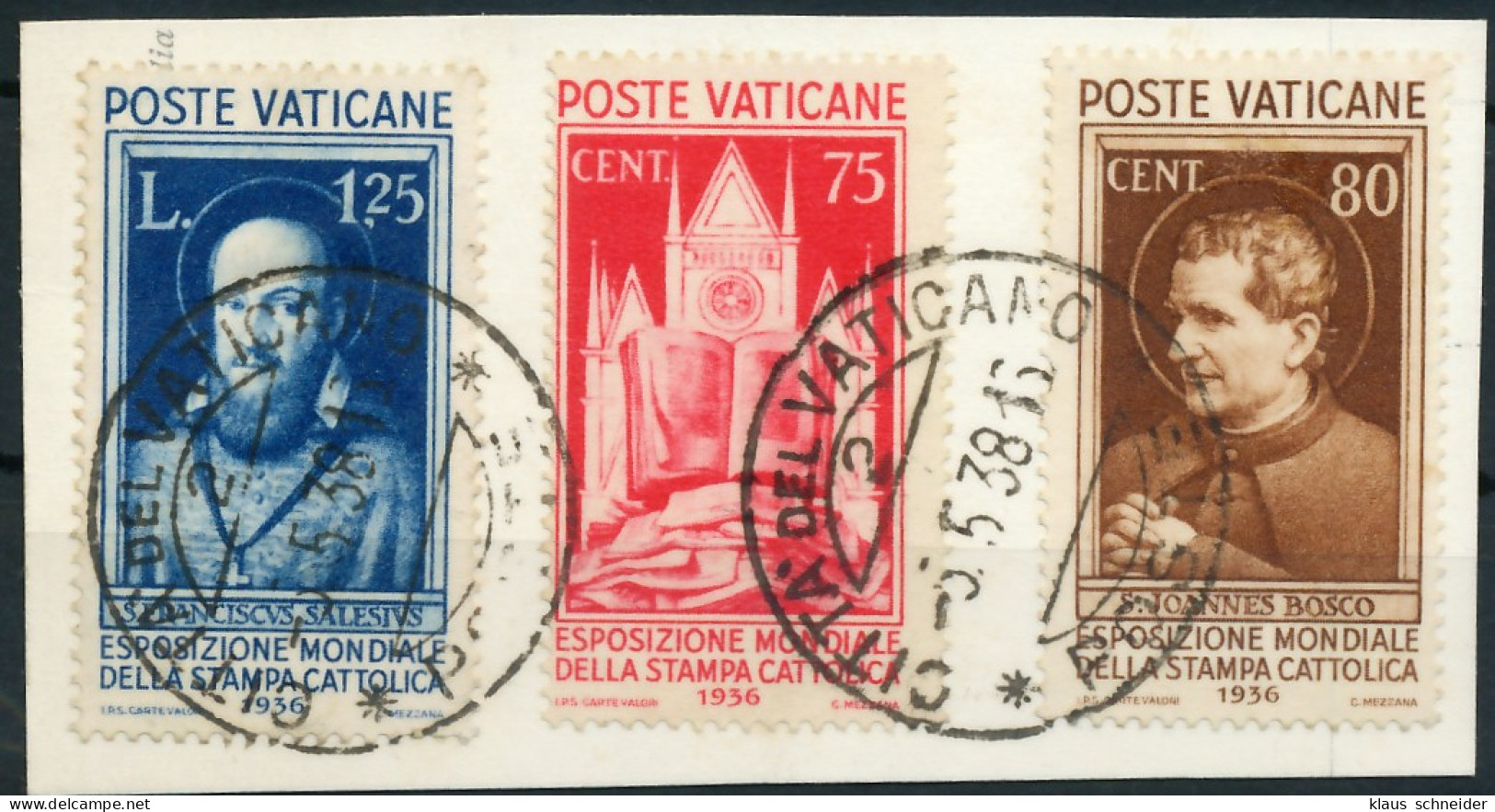 VATIKAN 1936 Nr 55 Und 56 57 Gestempelt Briefstück X3C261E - Usati