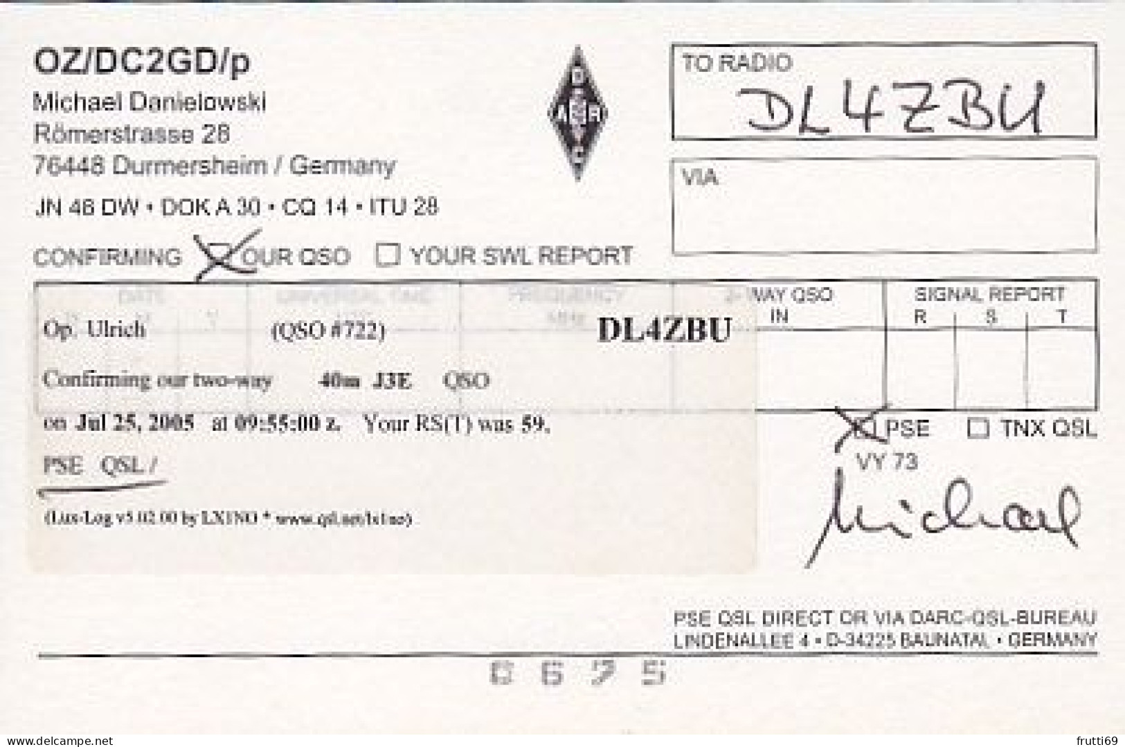 AK 212301 QSL - Denmark - Askeby - Vestmoen - Radio Amateur