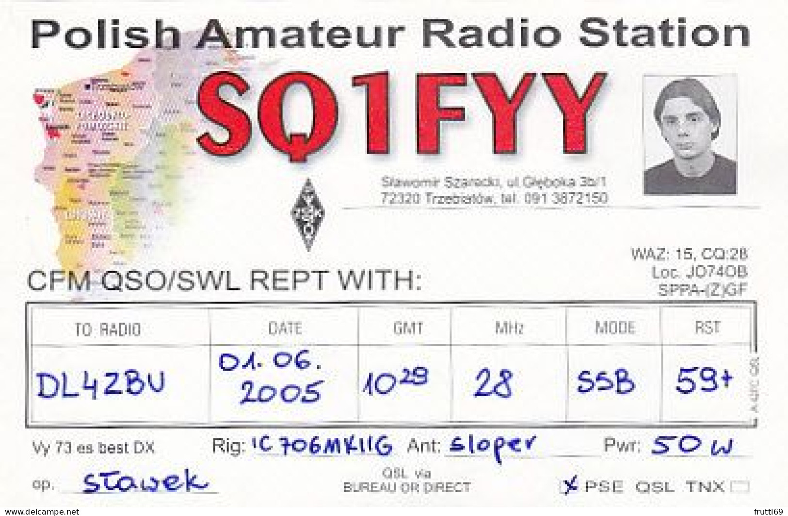 AK 212302 QSL - Poland - Trzebiaow - Amateurfunk