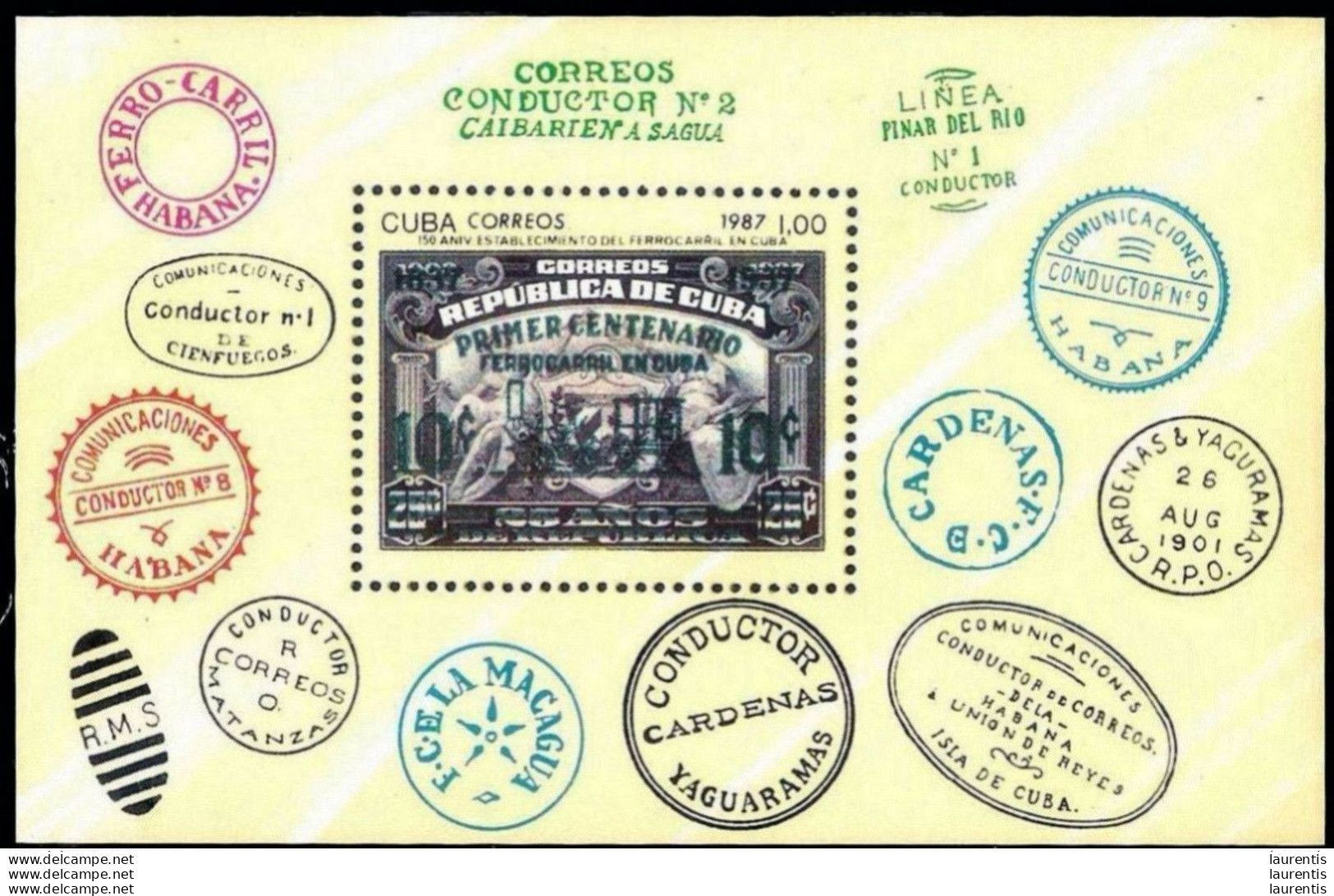 668  Stamp On Stamp - Postal History - Railroad Mail Service Handstamps - Philatelie - B110 - 1987 - MNH - Cb - 1,95 (6) - Stamps On Stamps