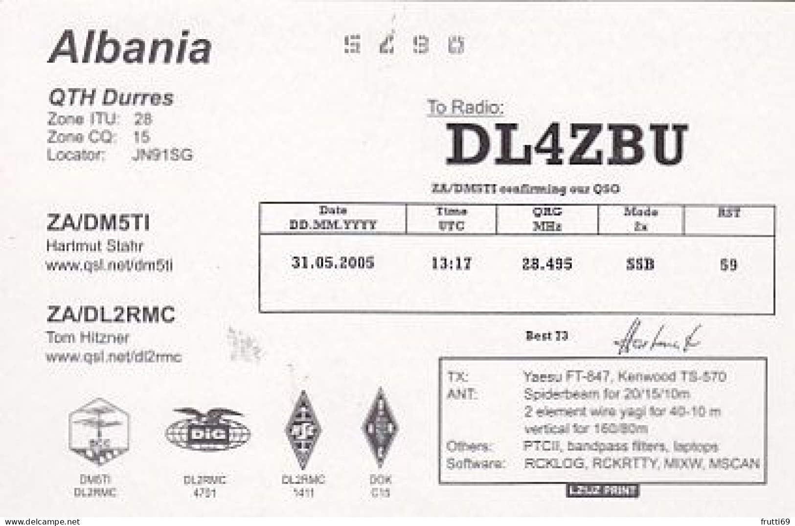 AK 212304 QSL - Albania - Durres - Radio Amateur