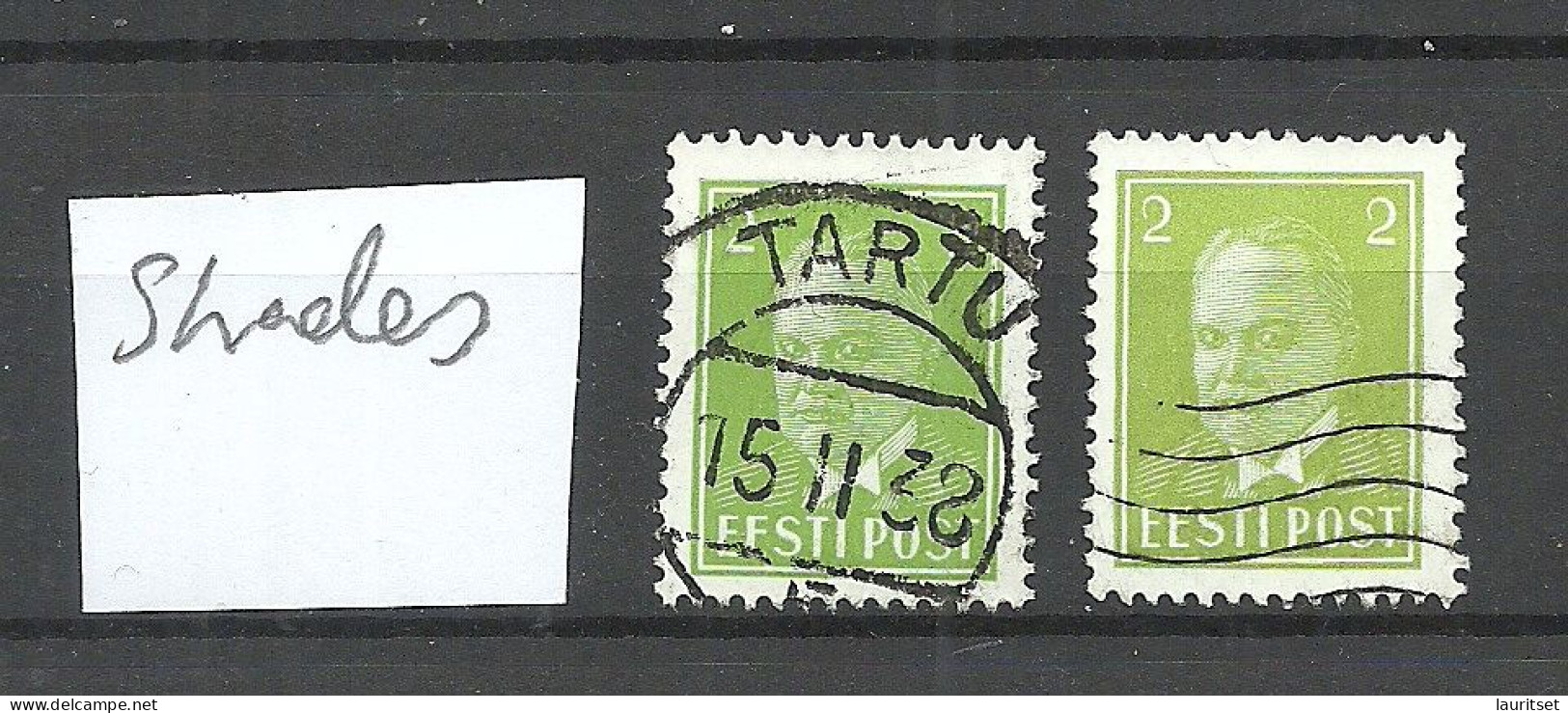 ESTLAND ESTONIA 1936 Michel 114 Normal + Color Variety B: 2 (yellowish Green) O - Estonia