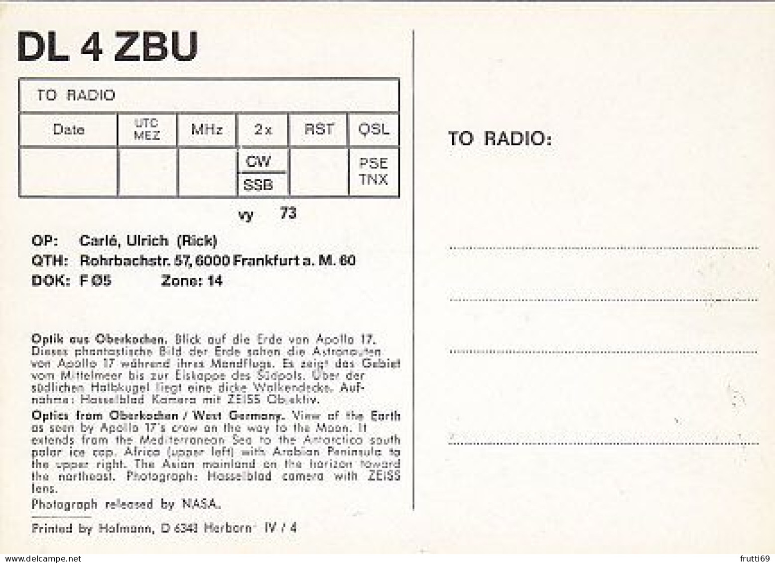 AK 212310 QSL - Germany - Frankfurt A. Main - Radio Amatoriale