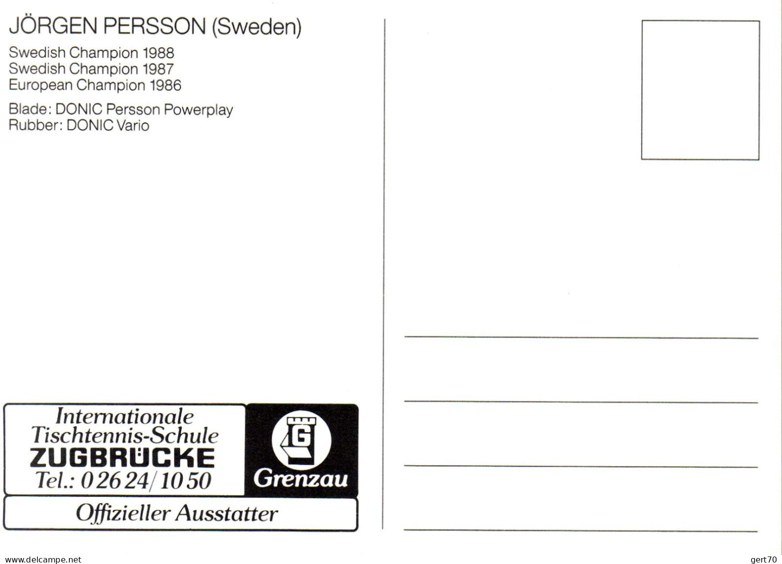 Sweden / Suède, Jörgen Persson - Tischtennis