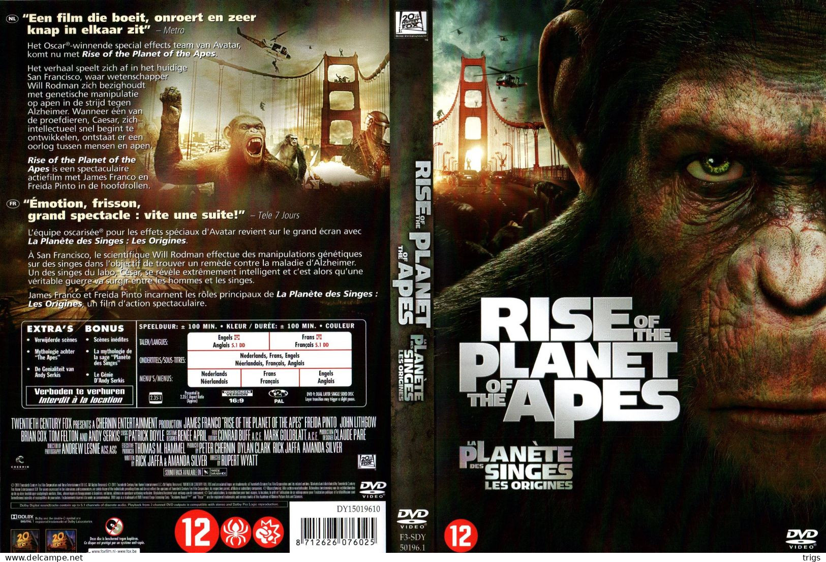 DVD - Rise Of The Planet Of The Apes - Ciencia Ficción Y Fantasía