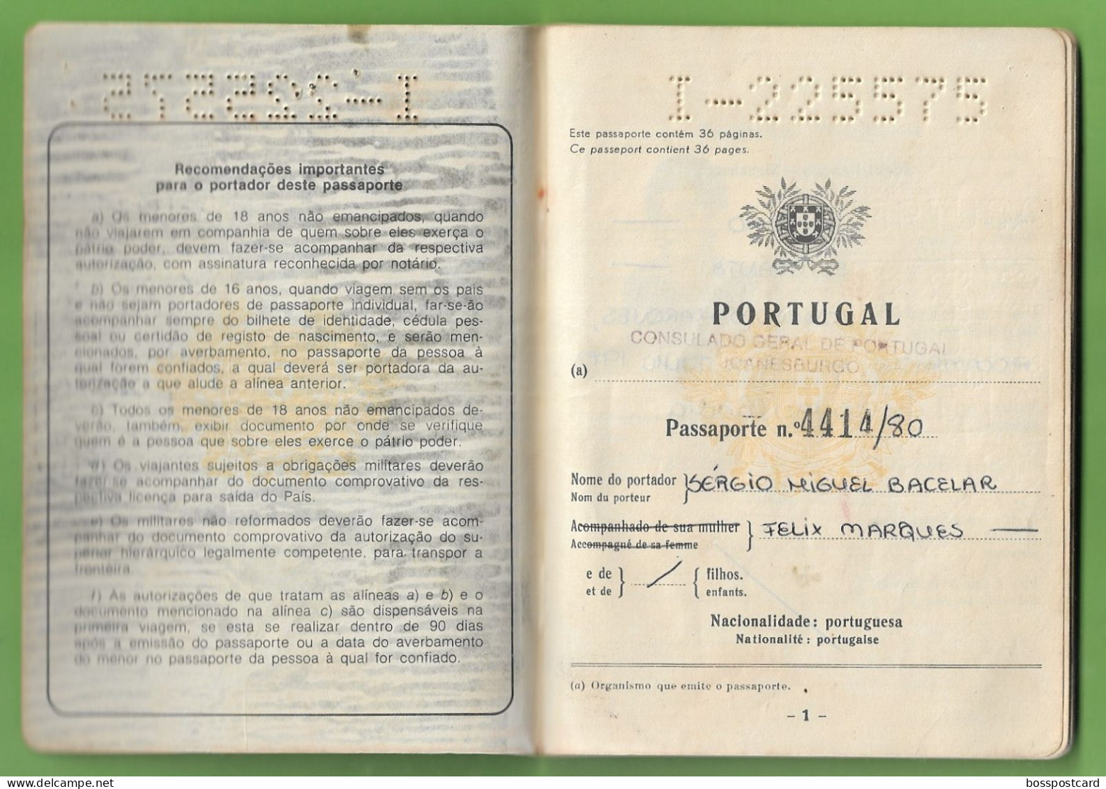 Portugal - Passport - Passeport - Reisepass - South Africa - Ohne Zuordnung